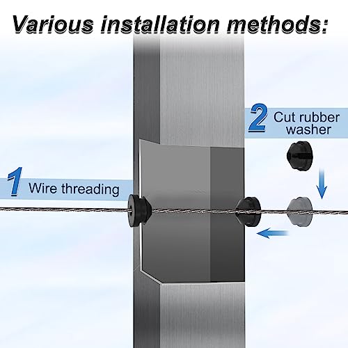 Vanesa 300 Pack Cable Railing Kit Rubber Grommets Protector Sleeve, Black 1/8" Post Protector Sleeves for 5/32" 3/16" Wire Rope, Deck Kit for Indoor Outdoor Metal Posts - Image 4