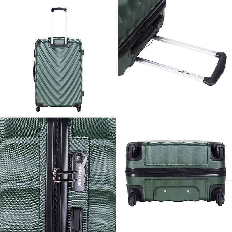 VIPTOUR 3 Piece Hard Side ABS Luggage Set 20/24/28 Inch Best Trolley Bag For Travel With 4 Spinner Wheels (DARK GREEN) - Image 3