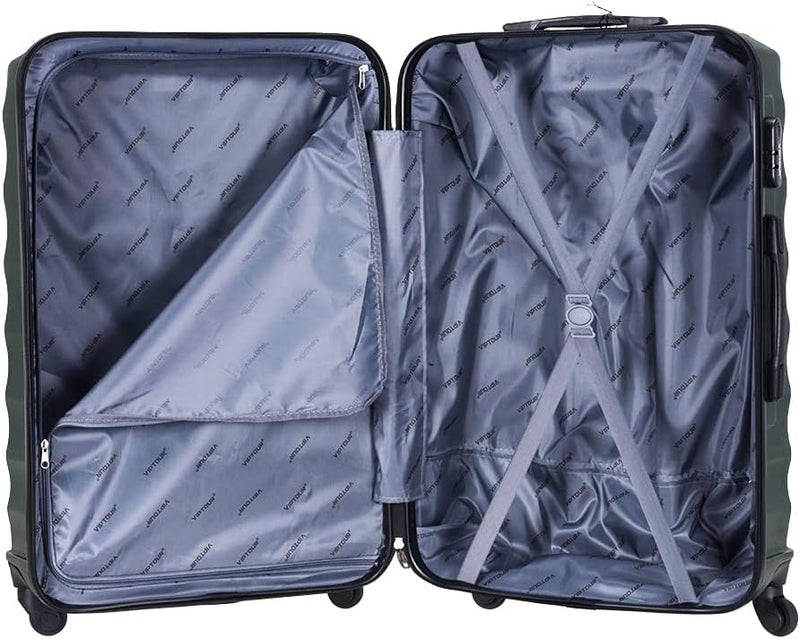VIPTOUR 3 Piece Hard Side ABS Luggage Set 20/24/28 Inch Best Trolley Bag For Travel With 4 Spinner Wheels (DARK GREEN) - Image 2