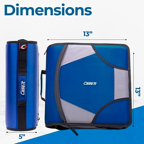 Case it Case-it King Sized Zip Tab School Zipper Binder | 4-Inch D-Rings, 800 Sheet Capacity, 5-Subject Expanding File Folder, Multiple Pockets & Storage Organizer, Shoulder Strap | D-186 Midnight Blue - Image 2