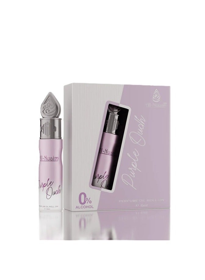 أل نواعم عطر النعيم الأرجواني بالعود، رول أون 6 مل | زيت عطري مركز للجنسين، خالٍ من الكحول | عطر يدوم طويلاً، منعش، زهري، وخشب العود، للرجال والنساء | حجم مناسب للجيب - Image 1