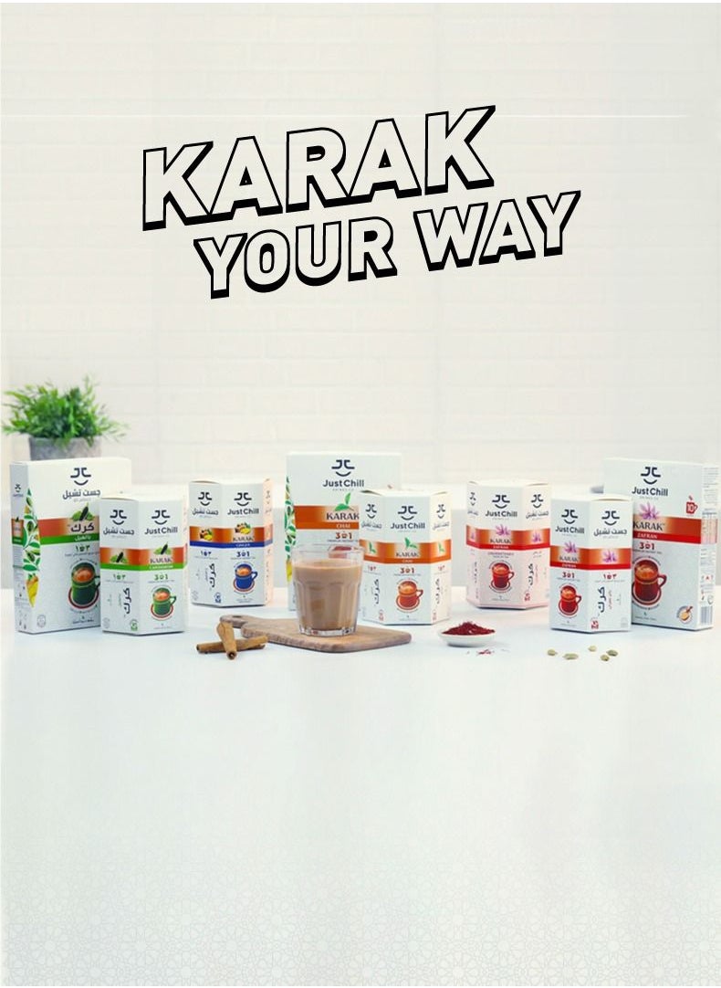 Just Chill Drinks Co. - Karak Chai Cardamom Tea Premix Immunity Booster 26g x 10 sachet - Image 1
