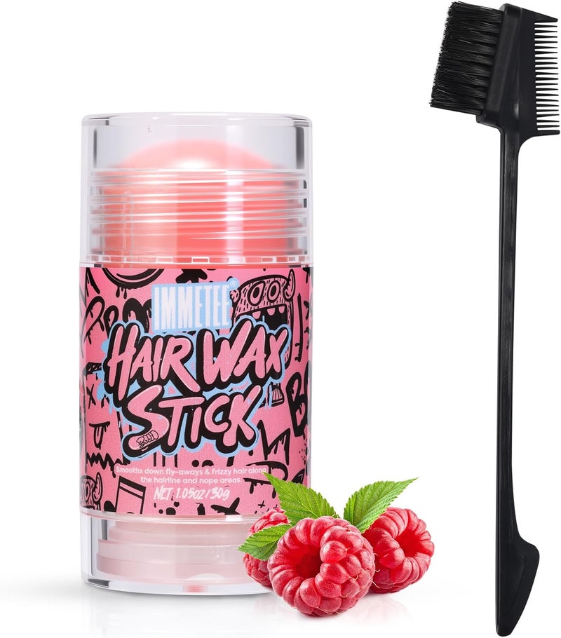 Immetee Classic trendy design picks immetee Hair Wax Stick Womens, Frizz & Flyaways Hair Tamer Stick, Not Greasy, No Residue, Hair Wigs Edge Control Slick Gel for Hairstyling,1.05oz/30g (Raspberry) Multi-market matching options - Image 1
