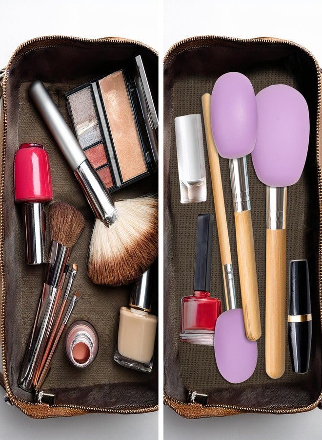 Eurow أغطية فرش المكياج السيليكون الفاخرة من يوروف، قابلة لإعادة الاستخدام ومناسبة للتخزين الخالي من الغبار، صديقة للسفر وسهلة التنظيف، تحمي الفرش في المنزل أو أثناء التنقل، بنفسجي، مجموعة 3 أحجام - Image 4