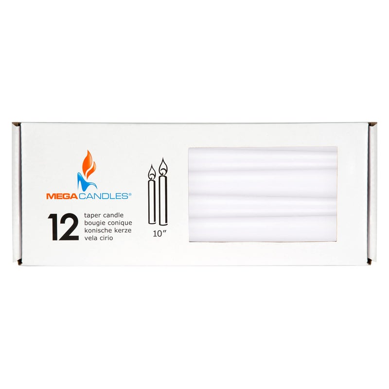 Mega Candles 12 pcs Unscented White Taper Candles, Hand Poured Wax Candle 10 Inch x 7/8 Inch, Home DÃ©cor, Wedding Receptions, Centerpieces, Occasions, Romantic Dinners, Prayer, Candle Holders - Image 3