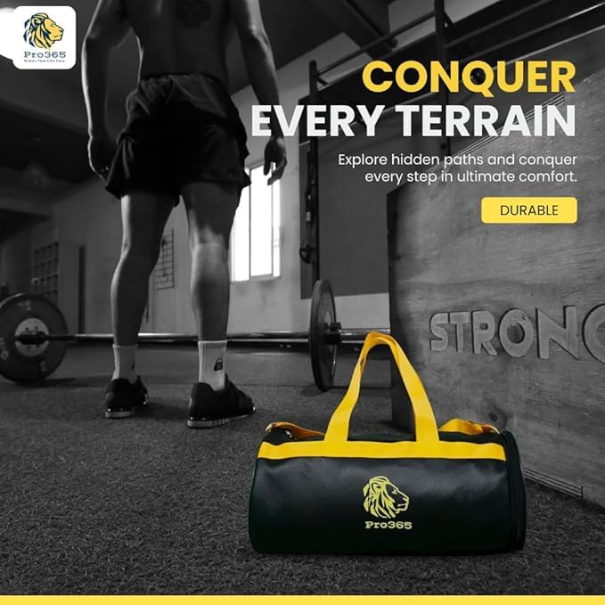 PRO365 Premium Gym Bag with Shoe Compartment, Weightlifting Deadlift Straps, Soft Wrist Support with Thumb Loop, and BPA-Free Shaker Bottle with Whisk Ball - Image 3