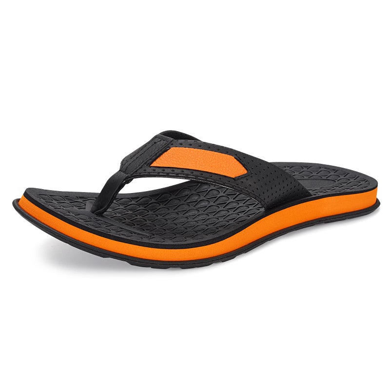 MALIDA Mens Flip Flops Non-Slip Bathroom Shower Shoes Cushion foam Indoor and Outdoor Thong Sandals,Orange US 10 - Image 1