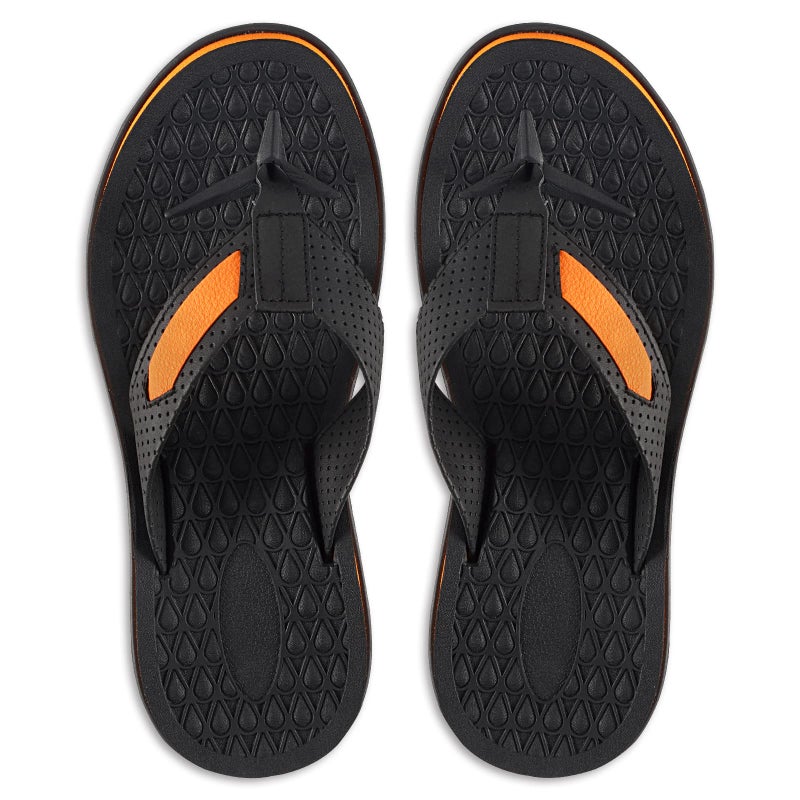 MALIDA Mens Flip Flops Non-Slip Bathroom Shower Shoes Cushion foam Indoor and Outdoor Thong Sandals,Orange US 10 - Image 5