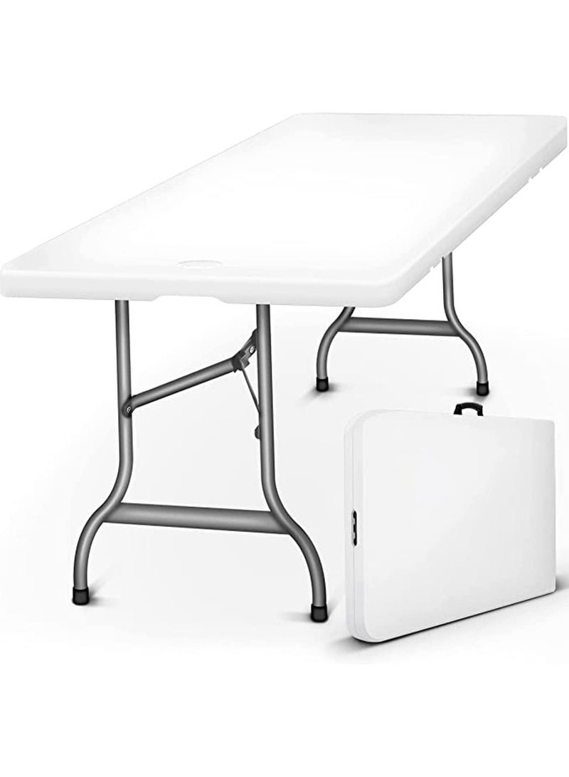 1.8m Foldable Table – Portable Plastic Table for Outdoor & Indoor Use (Camping, Beach, Parties, Home) – White - Image 1