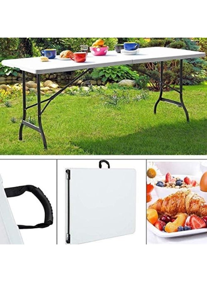 1.8m Foldable Table – Portable Plastic Table for Outdoor & Indoor Use (Camping, Beach, Parties, Home) – White - Image 2