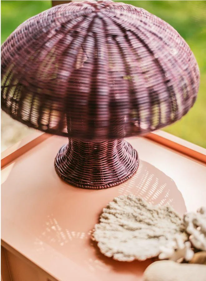 HKLIVING Rattan table lamp burgundy