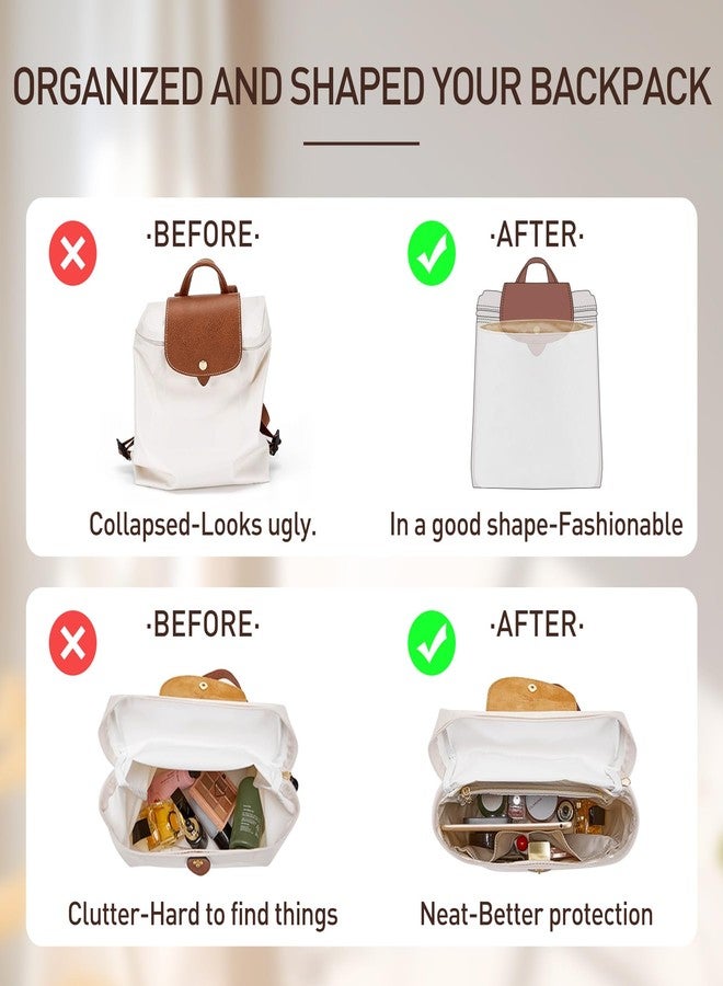 Doxo Upgraded Backpack Organzier, Backpack Organzier Insert Compatible with Long Champ le pliage and More, Lighweight Waterproof DuponPaper Organizer for le pliage Backpacks(White) - Image 3