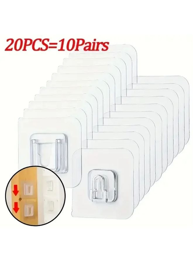 20 Pairs Transparent Strong Adhesive Wall Hooks Easy To Install Suction Cup For Kitchen Bathroom - Image 2