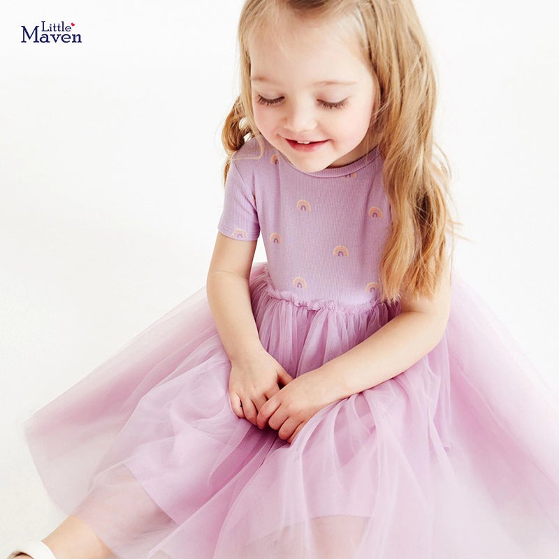 Little Maven Girls Skirt Summer Princess Dress Cute Breathable Mesh Girls Dress - Image 2