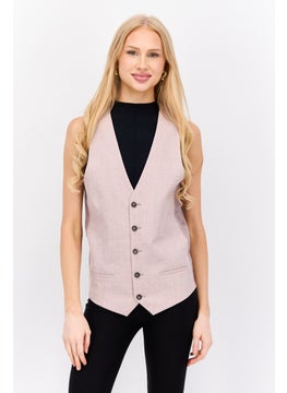 RIVER ISLAND Women Regular Fit Textured Waistcoat Vest, Mauve  - Image 1