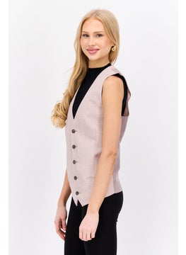 RIVER ISLAND Women Regular Fit Textured Waistcoat Vest, Mauve  - Image 2