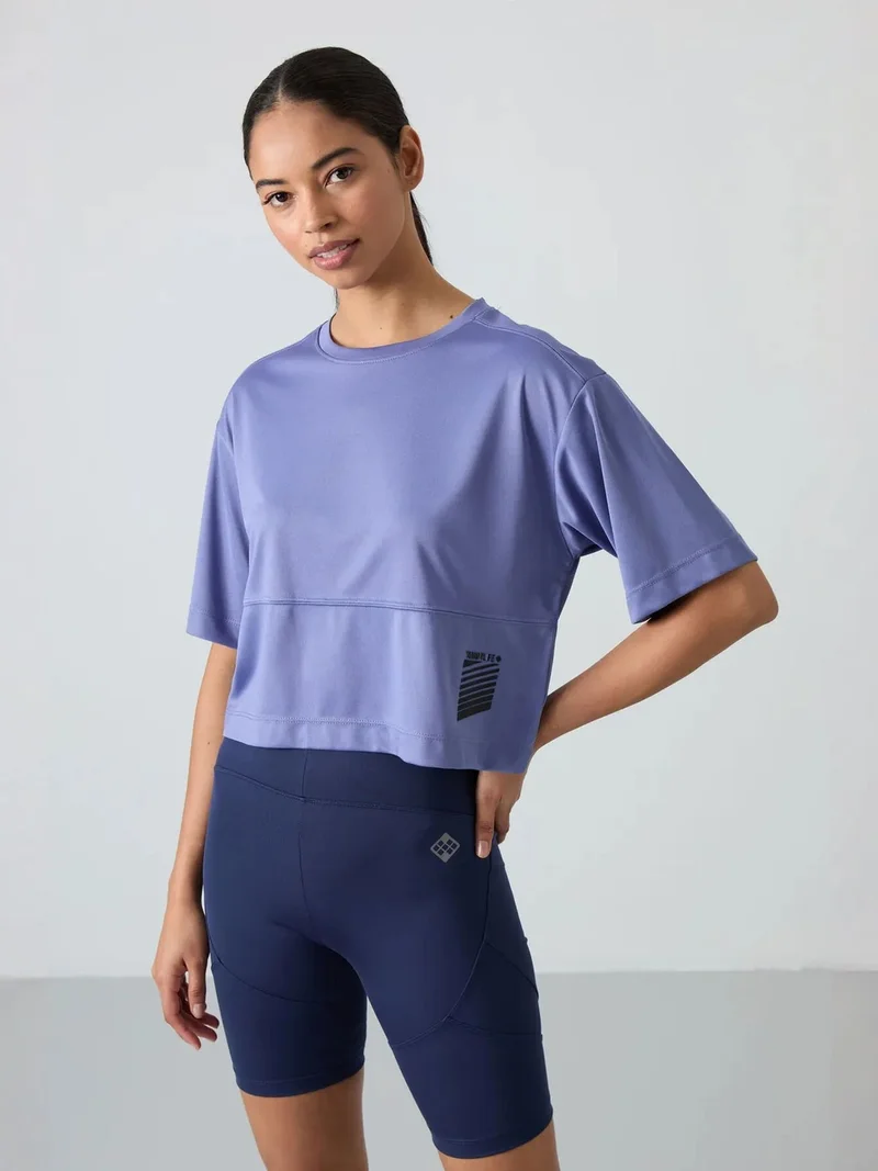 TOMMYLIFE TOMMY Oversized Crop Crew Neck T-Shirt With Pocket
