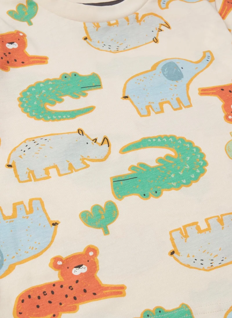 ماتلان طقم بيجامة قصيرة للأولاد برتقالي سفاري  قطع