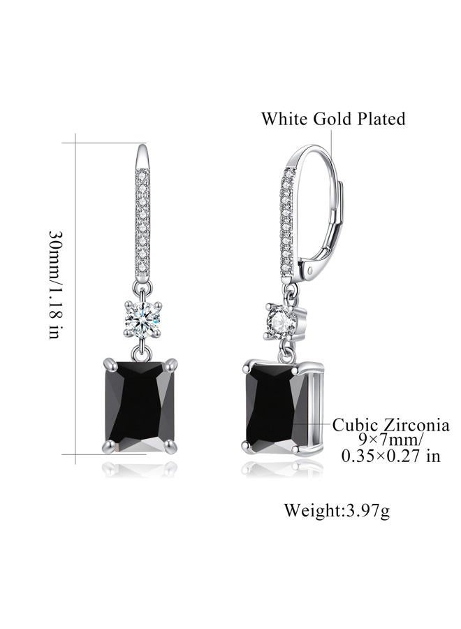 CiNily Rectangular-cut Drop Dangle Earrings for Women Hypoallergenic, Multi-color Cubic Zirconia Earrings Diamond Dangle Earrings Jewelry Gifts for Mothers Day 14K White Gold, White Gold Plated, Cubic - Image 3