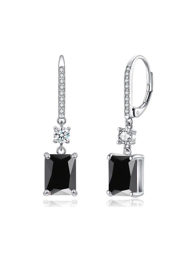 CiNily Rectangular-cut Drop Dangle Earrings for Women Hypoallergenic, Multi-color Cubic Zirconia Earrings Diamond Dangle Earrings Jewelry Gifts for Mothers Day 14K White Gold, White Gold Plated, Cubic - Image 1
