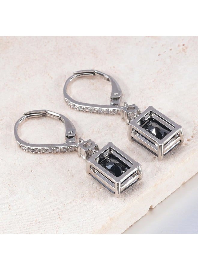 CiNily Rectangular-cut Drop Dangle Earrings for Women Hypoallergenic, Multi-color Cubic Zirconia Earrings Diamond Dangle Earrings Jewelry Gifts for Mothers Day 14K White Gold, White Gold Plated, Cubic - Image 5
