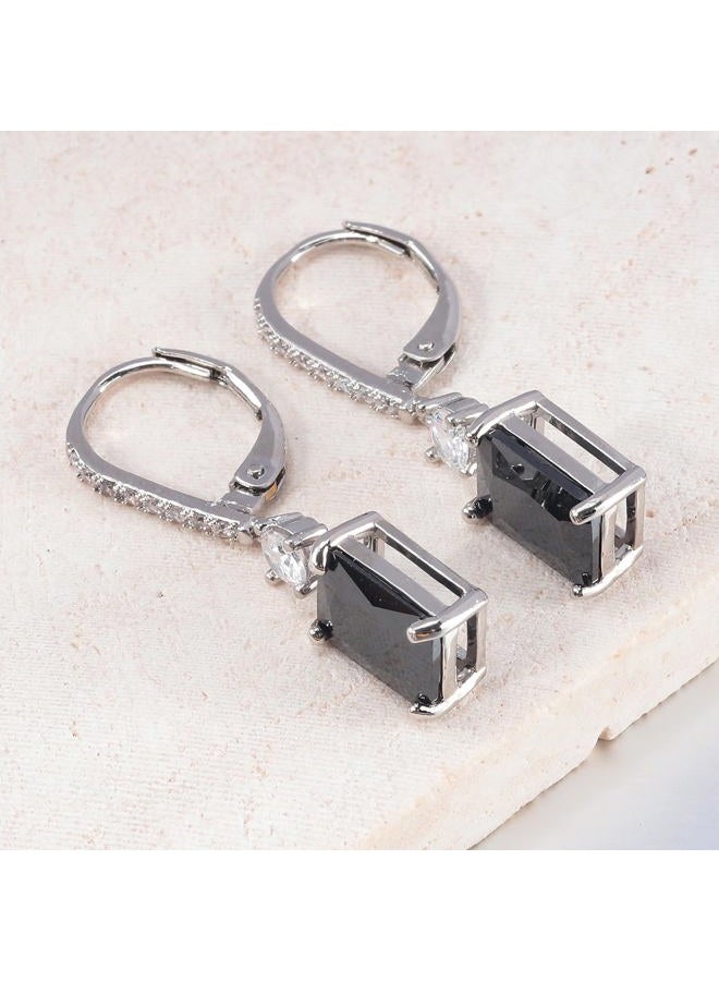 CiNily Rectangular-cut Drop Dangle Earrings for Women Hypoallergenic, Multi-color Cubic Zirconia Earrings Diamond Dangle Earrings Jewelry Gifts for Mothers Day 14K White Gold, White Gold Plated, Cubic - Image 4