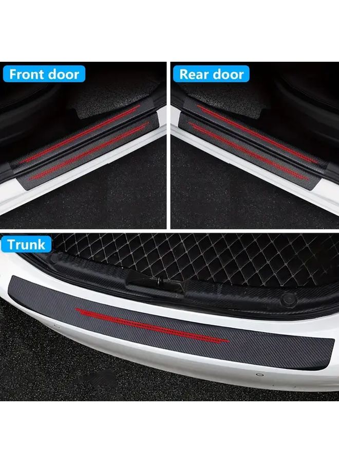 Red Carbon Fiber Door Sill Protectors Anti Scratch Strips For All Cars - Image 3