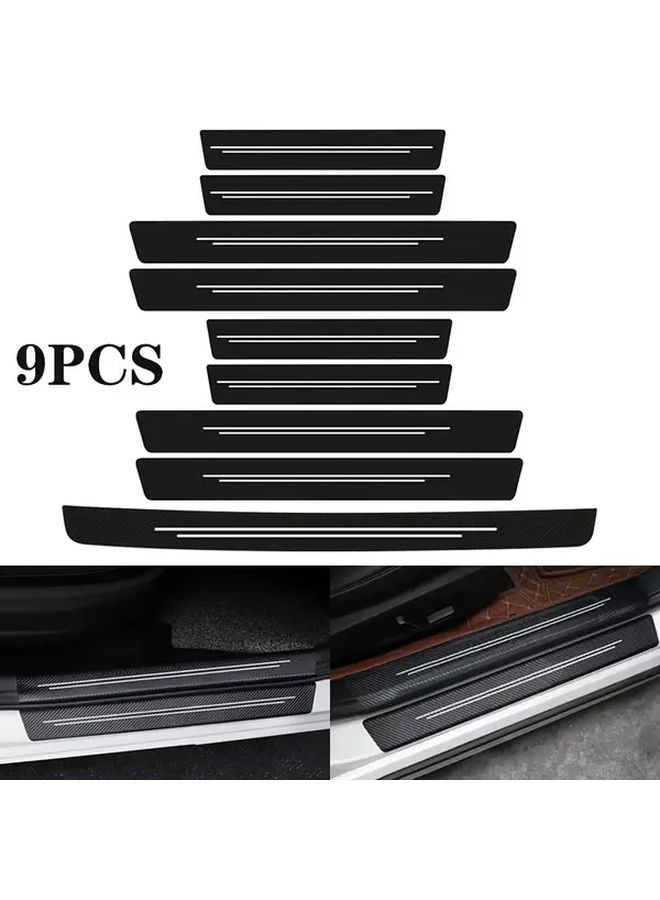 Red Carbon Fiber Door Sill Protectors Anti Scratch Strips For All Cars - Image 4