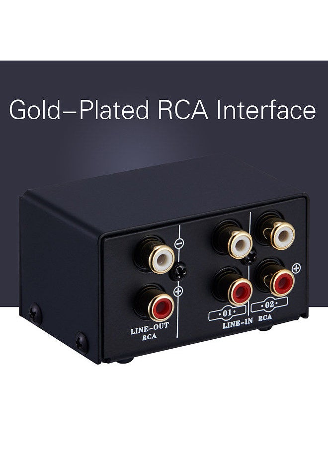LYNEPAUAIO - مبدل صوتي RCA 2 في 1 خارج / 1 في 2 خارج مفتاح A/B صندوق تقسيم صوت ستيريو بدون تشويه مقبس RCA للتبديل بين مكبرات صوت الكمبيوتر وسماعات الرأس - Image 1