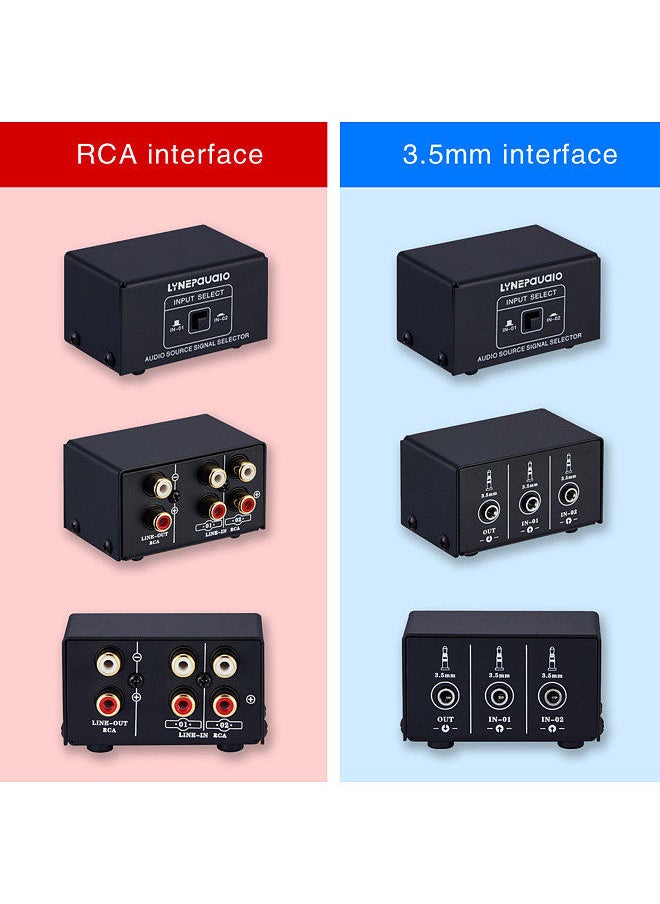 LYNEPAUAIO - مبدل صوتي RCA 2 في 1 خارج / 1 في 2 خارج مفتاح A/B صندوق تقسيم صوت ستيريو بدون تشويه مقبس RCA للتبديل بين مكبرات صوت الكمبيوتر وسماعات الرأس - Image 1
