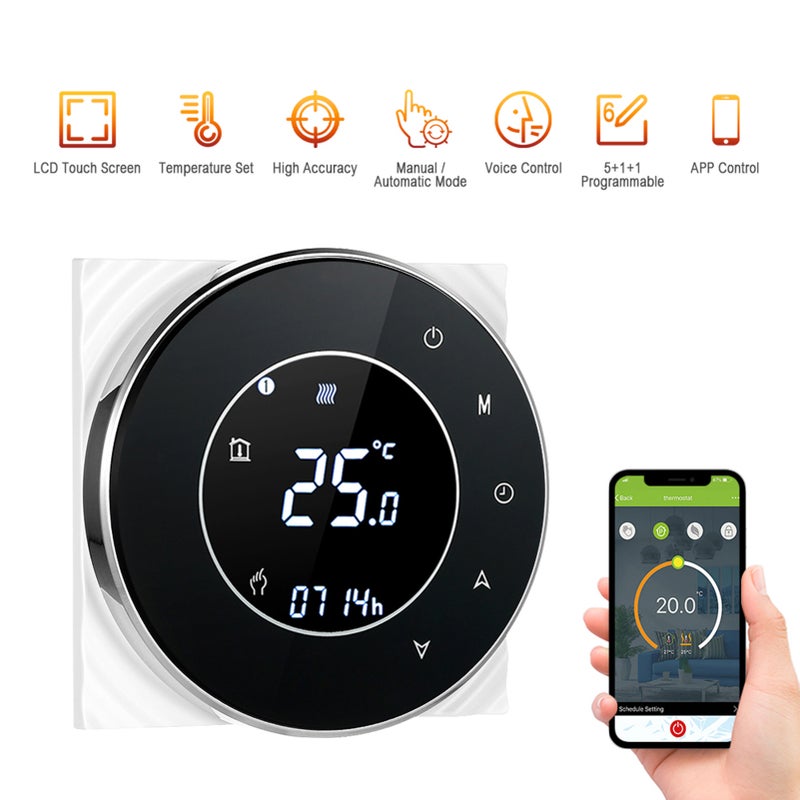 95-240V Wi-Fi Smart Thermostat Programmable Electric Heating Thermostat Temperature Controller Voice APP Control Backlight LCD Electric Heating Thermoregulator Compatible with Echo Google Home - Image 3