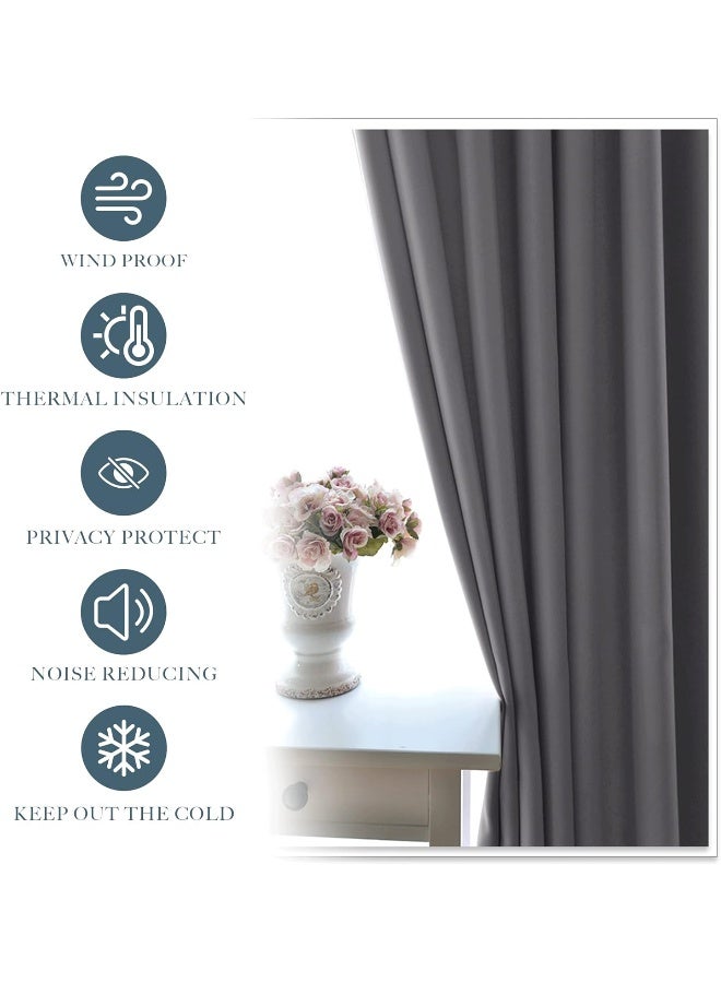 PONY DANCE Gray Blackout Curtains for Bedroom 90 inches Long 2 Panels Set Thermal Insulated Rod Pocket Black Out Window Drapes Noise Reducing Window Treatment for Living RoomW42 x L90 inch Grey - Image 3