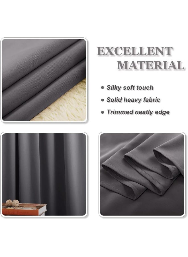 PONY DANCE Gray Blackout Curtains for Bedroom 90 inches Long 2 Panels Set Thermal Insulated Rod Pocket Black Out Window Drapes Noise Reducing Window Treatment for Living RoomW42 x L90 inch Grey - Image 2