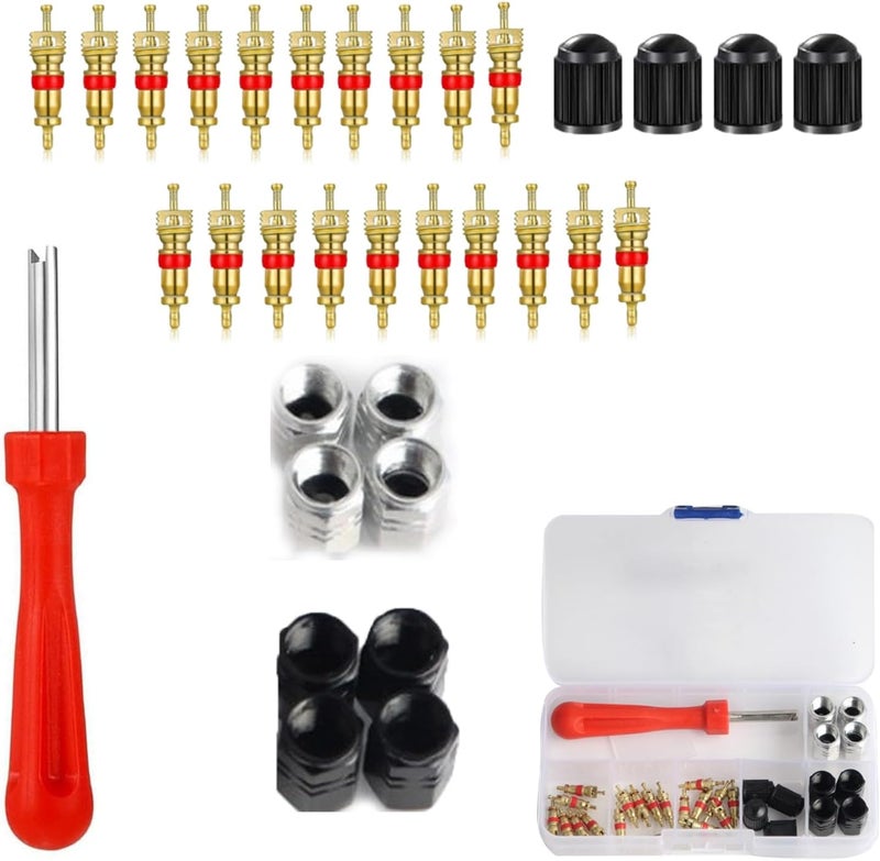 BRITECO Tyre Valve Repair Kit with Valve Core Remover Tool, Complete Tire Maintenance Set for Cars, Trucks & Motorcycles - Includes Single-Head Valve Core Remover, Valve Core Remover Driver - Image 1