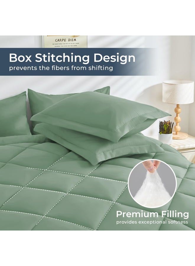 HEVUMYI Light Green Full Comforter Set - 7-Piece All Season Bed in a Bag Full, Ultra Soft Bedding Set with Comforter, Flat Sheet, Fitted Sheet, Pillowcases, Pillow Shams - Image 4