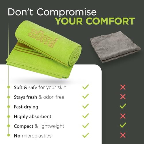 Zumi 100% Cotton Quick Dry Large Travel Towel - Soft, Thin, Compact, Highly Absorbent, Lightweight Camping Towel for Beach, Gym, Bath, Shower, Swimming, Dorm, RV - White - Image 3