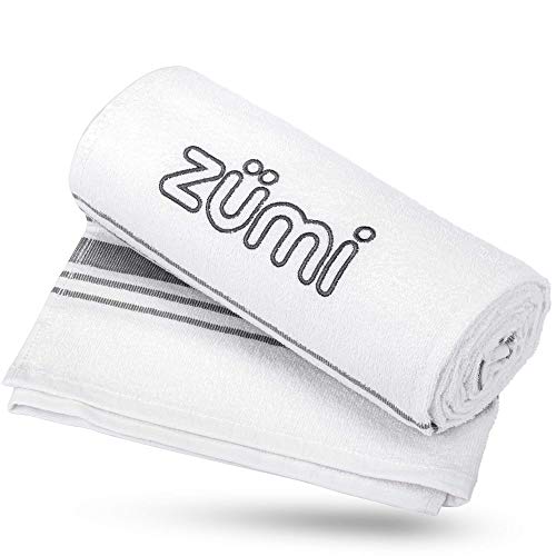 Zumi 100% Cotton Quick Dry Large Travel Towel - Soft, Thin, Compact, Highly Absorbent, Lightweight Camping Towel for Beach, Gym, Bath, Shower, Swimming, Dorm, RV - White - Image 1
