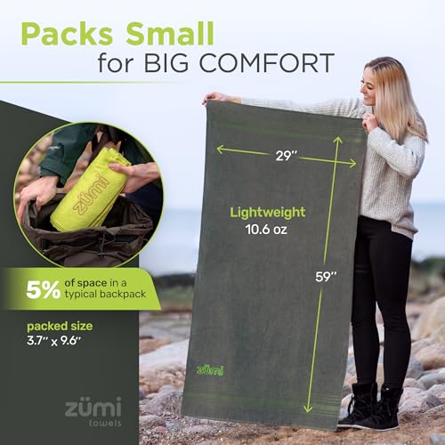 Zumi 100% Cotton Quick Dry Large Travel Towel - Soft, Thin, Compact, Highly Absorbent, Lightweight Camping Towel for Beach, Gym, Bath, Shower, Swimming, Dorm, RV - White - Image 4