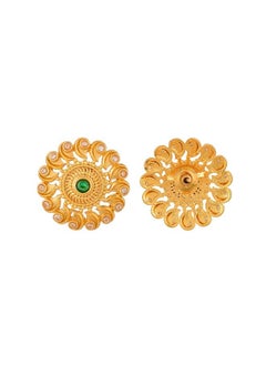 VOYLLA Abharan Green and White Stones Stud Earrings  - Image 4