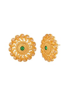 VOYLLA Abharan Green and White Stones Stud Earrings  - Image 3