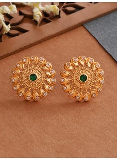 VOYLLA Abharan Green and White Stones Stud Earrings  - Image 1