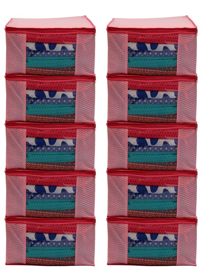 SHAPING FABRIC Garment Cover Non-Woven 90 GSM with Transparent Window & Double Metal Zipper - Pack of 10 | Dustproof Clothes Storage Bag for Sarees, Suits, Jackets, Shirts SBXLRL152493517524148524677 - Image 1