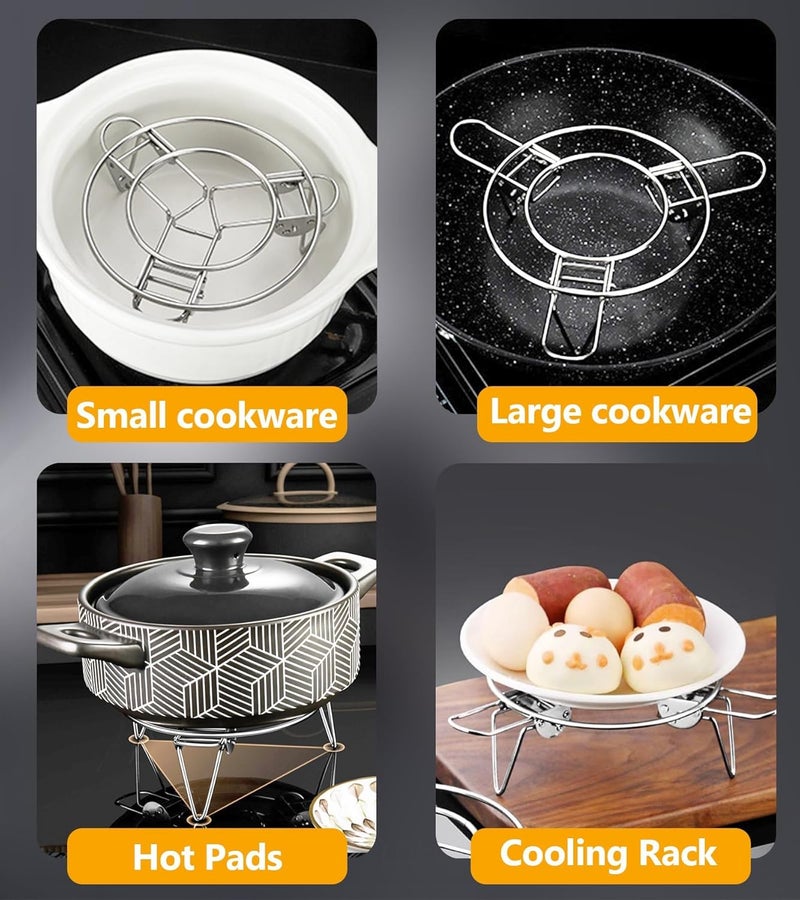 KASTWAVE Round Adjustable Steamer Rack for Pots - Expandable Stainless Steel Trivet Insert for Wok, Pans, Instant Pot, Steaming, and Cooling, Universal Fit Heatproof Cooking and Baking Helper - Image 4