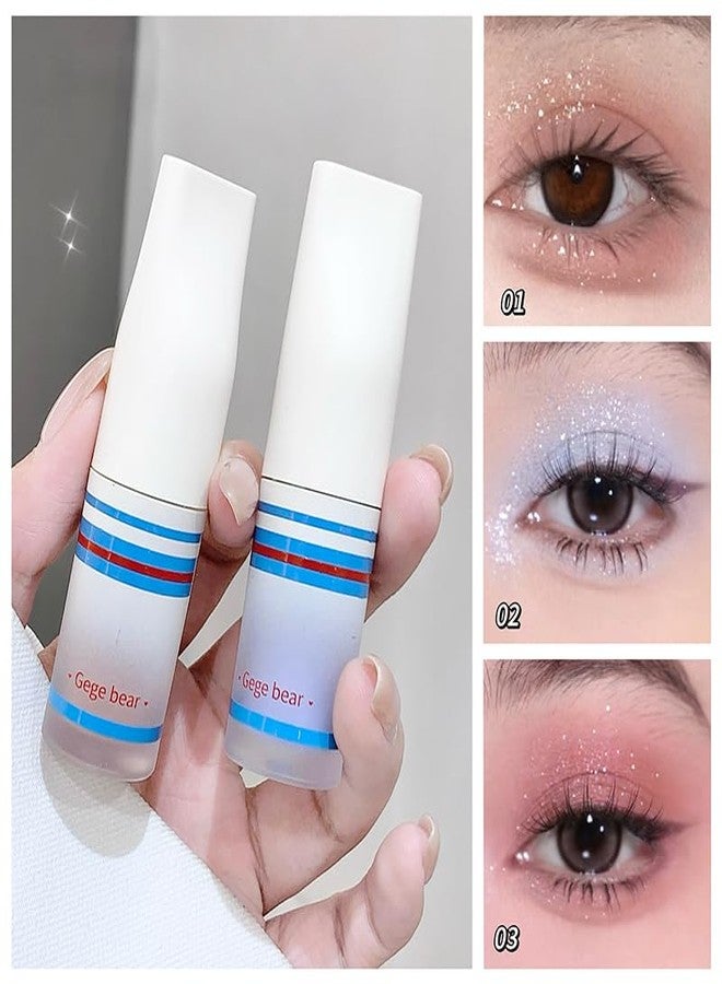 Gege Bear Liquid Eyeshadow for Glowing, Ethereal Eye Makeup | Ultra-Light Smooth Texture with Intense Color Payoff | Easy One-Stroke Application | Long-Wear Diamond Shine | 6 Trendy Pastel and Metallic Shades for Soft Girl & Euphoria-Inspired Makeup (03# Magnolia Powder) - Image 3
