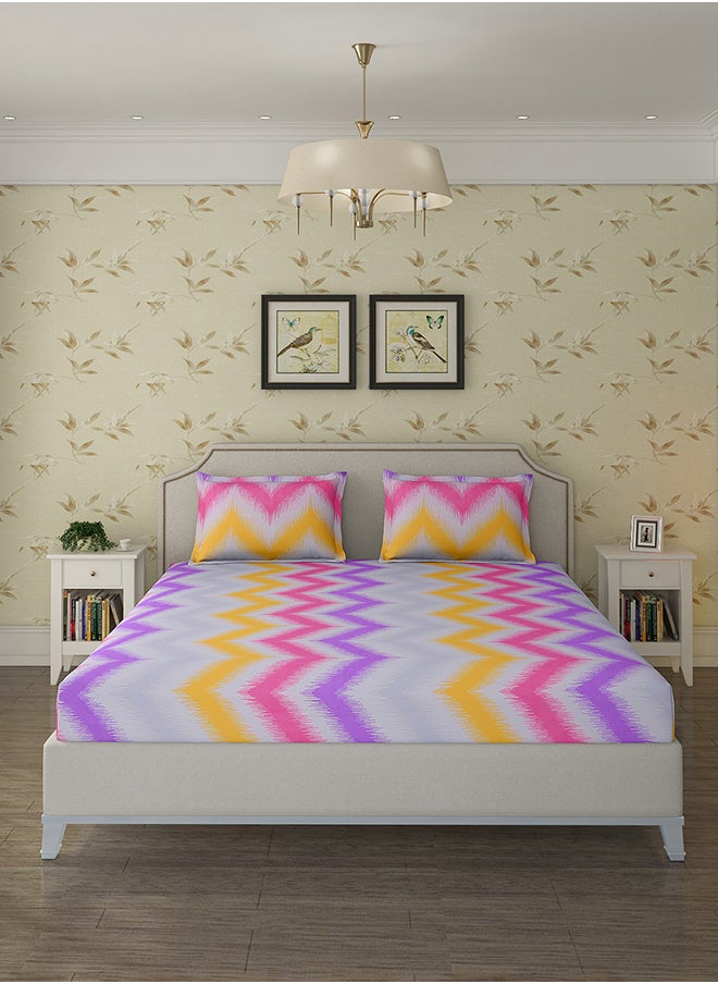 Status Contract Cotton Rich Double Bedsheet with 2 Pillow Covers for Bed Room, Home, Hotel-120 GSM, Pink Red, 210 X 215 Cm  - Image 2
