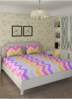 Status Contract Cotton Rich Double Bedsheet with 2 Pillow Covers for Bed Room, Home, Hotel-120 GSM, Pink Red, 210 X 215 Cm  - Image 1