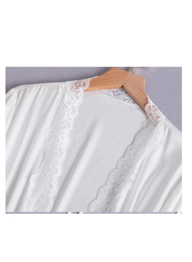 Lce Silk Sleepwear Three Piece Set With Lace Edge Suspender, Sleepwear For Home Use - Image 2