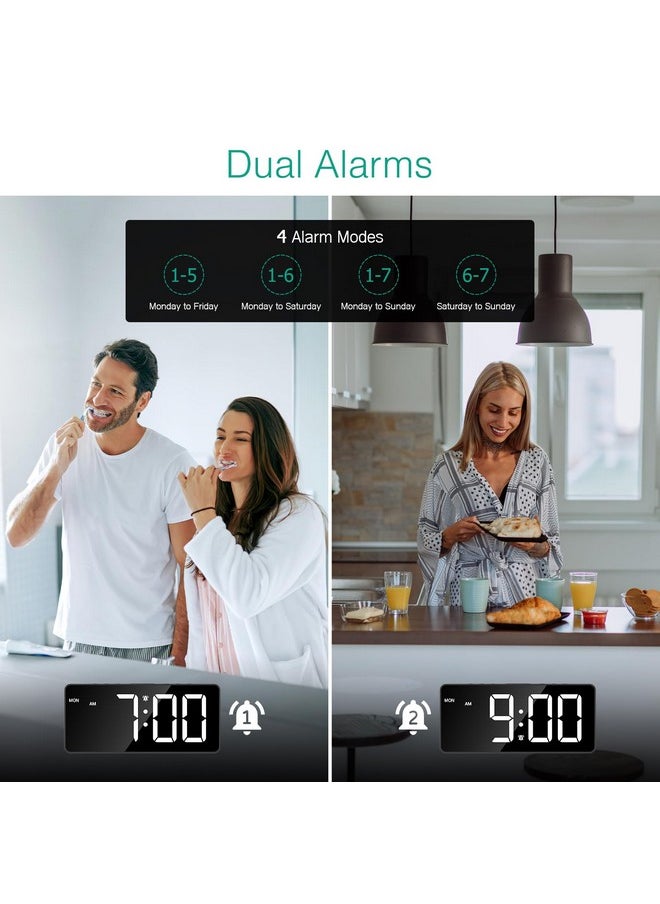 ORIA - Digital Alarm Clock For Bedroom, Led Alarm Clock With Large Display, Rechargeable Desk Clock With Date, Adjustable Volume Brightness, Snooze, Type-C Port, For Home Office Living Room - Image 1