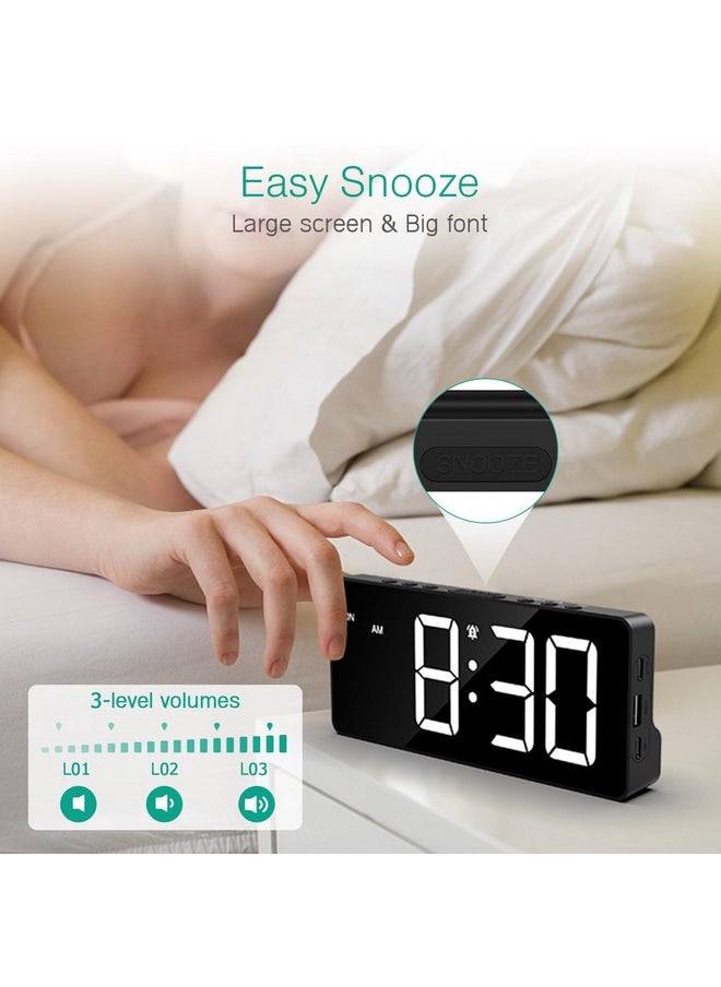 ORIA - Digital Alarm Clock For Bedroom, Led Alarm Clock With Large Display, Rechargeable Desk Clock With Date, Adjustable Volume Brightness, Snooze, Type-C Port, For Home Office Living Room - Image 1