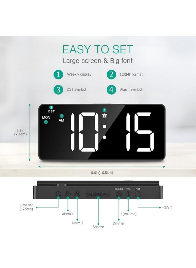 ORIA - Digital Alarm Clock For Bedroom, Led Alarm Clock With Large Display, Rechargeable Desk Clock With Date, Adjustable Volume Brightness, Snooze, Type-C Port, For Home Office Living Room - Image 1
